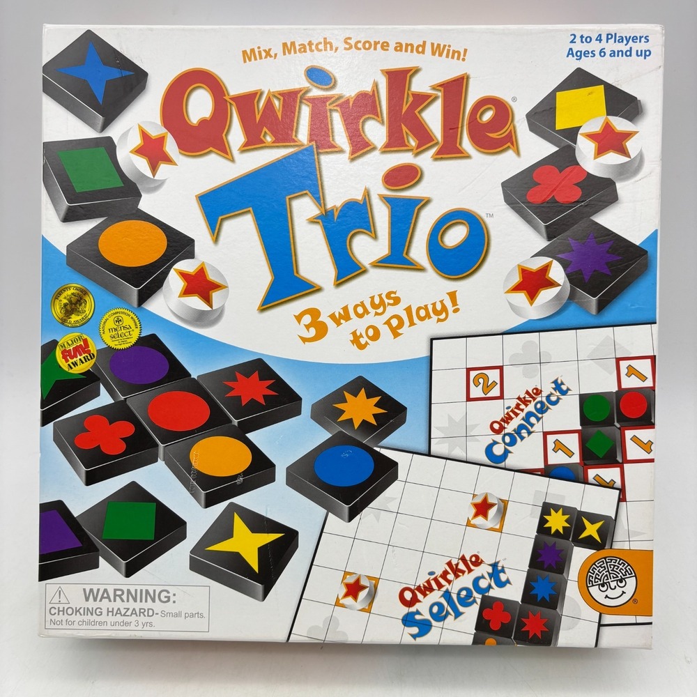 Qwirkle Trio 3 in 1 Game COMPLETE MindWare 2013 Tiles Strategy Select Connect